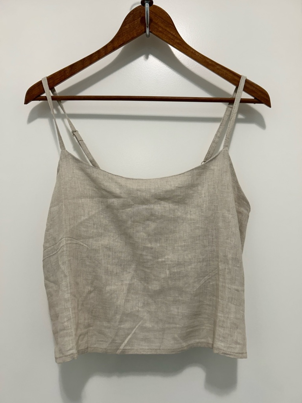 Neutral Linen-Blend Spaghetti Strap Cami